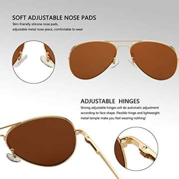 DeBuff Classic Aviator Sunglasses Unisex Polarized Lens