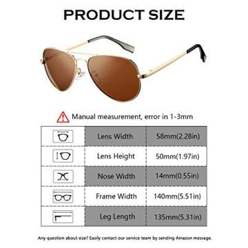DeBuff Classic Aviator Sunglasses Unisex Polarized Lens