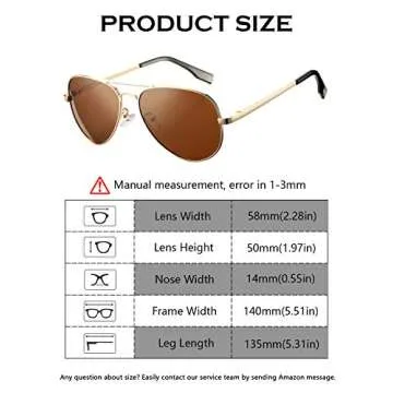 DeBuff Classic Aviator Sunglasses Unisex Polarized Lens