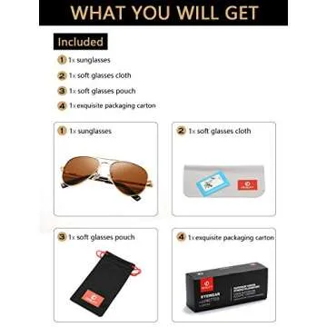 DeBuff Classic Aviator Sunglasses Unisex Polarized Lens