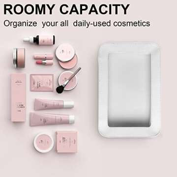 LETGO Clear Makeup Bags, TSA Approved Toiletry Bag with Zipper, Clear Makeup Organizer Fit Carry-on Travel Essentials,Portable Travel Clear Cosmetic Bags Pouch for Women Men (White)