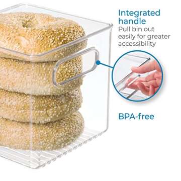 iDesign Recycled Plastic Pantry and Kitchen Storage, Freezer and Fridge Organizer Bin with Easy Grip Handles – 6” x 6” x 6”, Clear