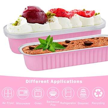 ylnurac 100Pack Pink Aluminum Foil Mini Loaf Pans With Lids, 6.8 Oz Rectangle Baking Cups Disposable...