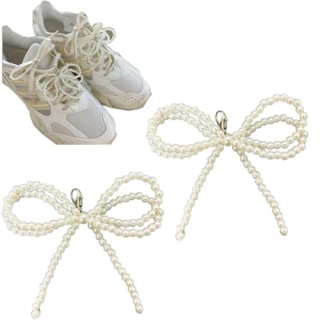 2 pcs Pearls Bowknot Shoe Decoration Charms | Elegant Bead Chains for Sneakers & Dress Shoes