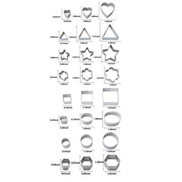 24-Piece Stainless Steel Mini Geometric Shaped Cookie Biscuit Cutter Set Square Heart Triangle Round...