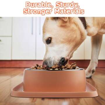 Joyfast Dog Bowls, Cat and Dog Water and Food Dishes Mat Set Stainless Steel Bowls with Non-Slips Resin Station, Catch Water, Food Mess, Pet Feeder Bowls for Puppy Small Medium Dogs & Cats, Pink