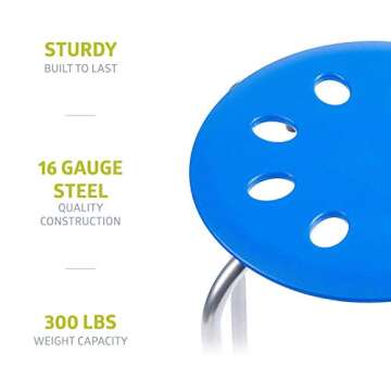 Pearington Plastic Classroom Stools for Kids, Multipurpose Stool Chairs, Flexible Seating, Stacking Stools, Stainless Steel Legs - Set of 5, Multi-Color