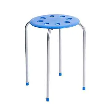Pearington Plastic Classroom Stools for Kids, Multipurpose Stool Chairs, Flexible Seating, Stacking Stools, Stainless Steel Legs - Set of 5, Multi-Color