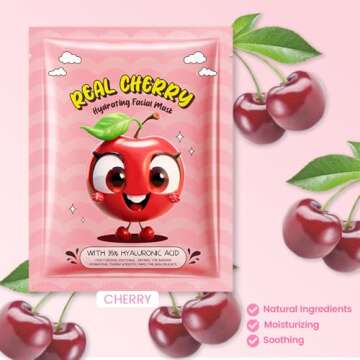 Kaely 10 Pack Cherry Face Masks for Kids, Spa Party Facial Mask Skincare Set, Sheet Masks Skin Care,...