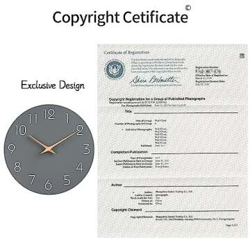 Mosewa Large Wall Clock 16 Inch Gray Modern Flatwood Silent Non Ticking Battery Operated Decorative for Bedroom Bathroom Living Room Kitchen Home Office Hotel