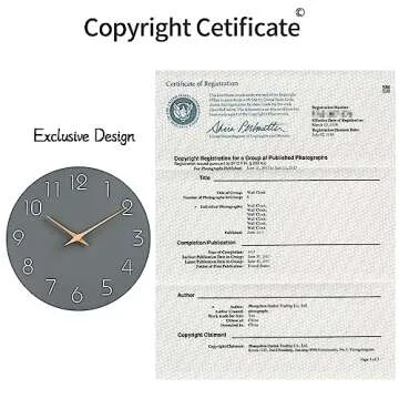 Mosewa Large Wall Clock 16 Inch Gray Modern Flatwood Silent Non Ticking Battery Operated Decorative for Bedroom Bathroom Living Room Kitchen Home Office Hotel