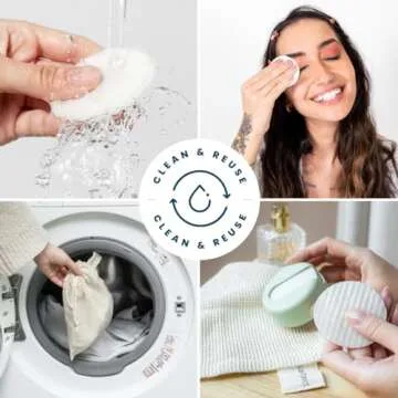 LastRound® 7 Sustainable Reusable Cotton Rounds for Facial Cleansing – Zero-Waste Eco-Friendly Ma...