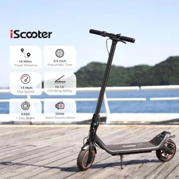 iScooter i8L Electric Scooter for Adult, 18 Miles Long Range, 18 Mph Top Speed, 350W Motor, Commutin...
