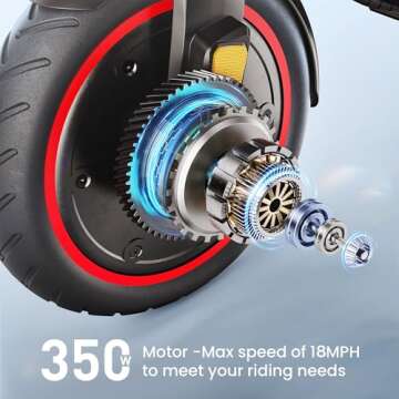 iScooter i8L Electric Scooter for Adult, 18 Miles Long Range, 18 Mph Top Speed, 350W Motor, Commuting Electric Scooter with Cruise Control, Double Braking Systems Escooter for Adults and Teens