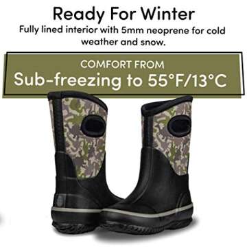 Lone Cone Insulating All Weather MudBoots for Toddlers and Kids - Warm Neoprene Boots for Snow, Rain, and Muck - Camo-Saurus, 10 Toddler