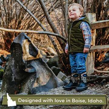 Lone Cone Insulating All Weather MudBoots for Toddlers and Kids - Warm Neoprene Boots for Snow, Rain, and Muck - Camo-Saurus, 10 Toddler