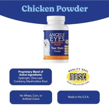 ANGELS' EYES NATURAL PLUS Tear Stain Prevention Chicken Powder for Dogs | All Breeds | No Wheat No Corn | Daily Support for Eye Health | Proprietary Formula | Limited Ingredients | Net Content 75g