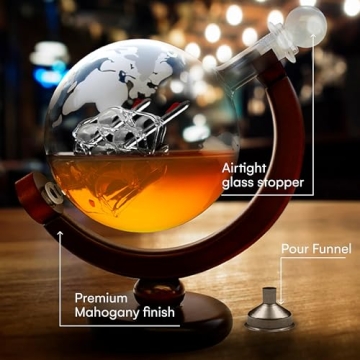 Elegant Whiskey Globe Decanter Set - Handblown Perfection