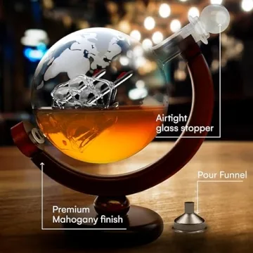 Elegant Whiskey Globe Decanter Set - Handblown Perfection
