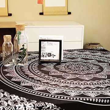 MQUPIN Wall Tapestry, 59" x78.7 Mandala Tapestry Wall Hanging Aesthetic Tapestry Black Psychedelic Wall Art Boho Home Decor for Bedroom,Living Room,Dorm 150x200 CM