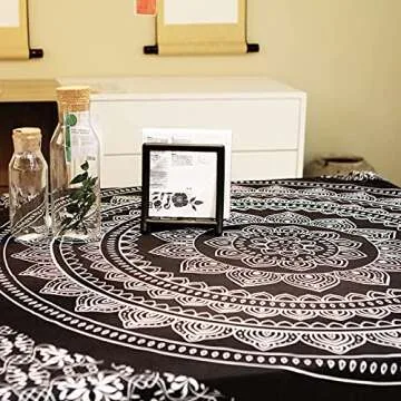 MQUPIN Wall Tapestry, 59" x78.7 Mandala Tapestry Wall Hanging Aesthetic Tapestry Black Psychedelic Wall Art Boho Home Decor for Bedroom,Living Room,Dorm 150x200 CM