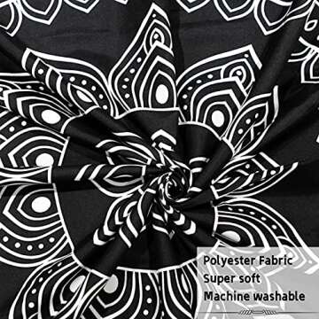 MQUPIN Wall Tapestry, 59" x78.7 Mandala Tapestry Wall Hanging Aesthetic Tapestry Black Psychedelic Wall Art Boho Home Decor for Bedroom,Living Room,Dorm 150x200 CM
