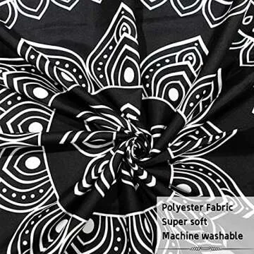 MQUPIN Wall Tapestry, 59" x78.7 Mandala Tapestry Wall Hanging Aesthetic Tapestry Black Psychedelic Wall Art Boho Home Decor for Bedroom,Living Room,Dorm 150x200 CM