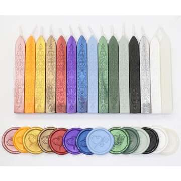 10 Pcs Sealing Wax Sticks with Wicks, ONWINPOR Rose Gold Wax Seal Sticks with Wicks Rose Gold Totem ...