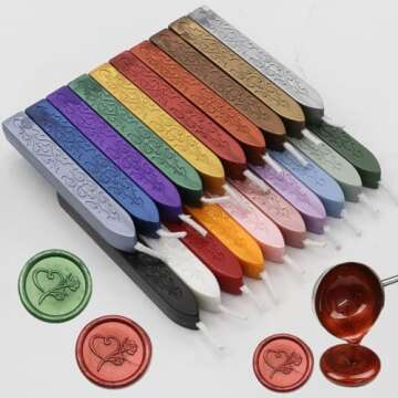 10 Pcs Sealing Wax Sticks with Wicks, ONWINPOR Rose Gold Wax Seal Sticks with Wicks Rose Gold Totem Fire Manuscript Seal Wax for Wax Seal Stamp (Rose Gold)
