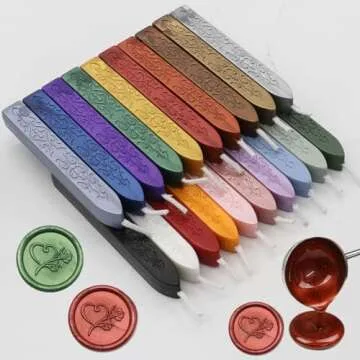 10 Pcs Sealing Wax Sticks with Wicks, ONWINPOR Rose Gold Wax Seal Sticks with Wicks Rose Gold Totem Fire Manuscript Seal Wax for Wax Seal Stamp (Rose Gold)