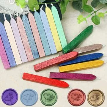 10 Pcs Sealing Wax Sticks with Wicks, ONWINPOR Rose Gold Wax Seal Sticks with Wicks Rose Gold Totem Fire Manuscript Seal Wax for Wax Seal Stamp (Rose Gold)