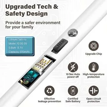 Navpeak Candle Lighter Long Neck Windproof Electric Arc Lighter for Gas Stove Fireplace BBQ Kitchen Grills (White)