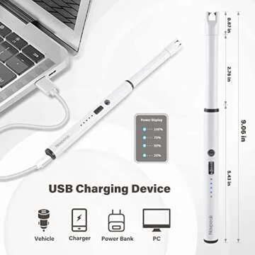 Navpeak Candle Lighter Long Neck Windproof Electric Arc Lighter for Gas Stove Fireplace BBQ Kitchen Grills (White)