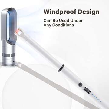 Navpeak Candle Lighter Long Neck Windproof Electric Arc Lighter for Gas Stove Fireplace BBQ Kitchen Grills (White)