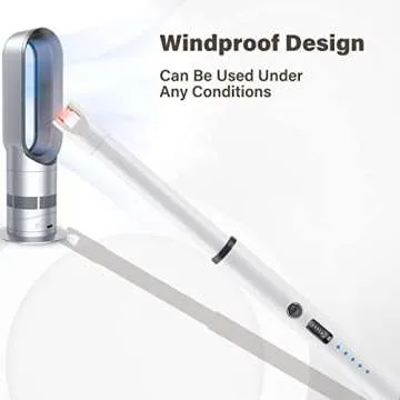 Navpeak Candle Lighter Long Neck Windproof Electric Arc Lighter for Gas Stove Fireplace BBQ Kitchen Grills (White)