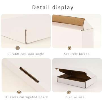 BIOBROWN 7x5x1" 50 Pack Corrugated Cardboard Boxes Small Shipping Box for Packaging Small Business Mailer Mailing White