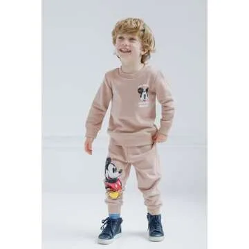 Disney Mickey Mouse Toddler Boys Fleece Sweatshirt and Pants Set Brown 3T