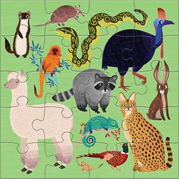 Mudpuppy Land & Sea Animals - Tri Fold Magnetic Puzzles Featuring Two 20 Piece Animal Themed Artwork