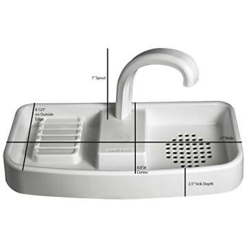 Sink Twice for Toilet Tanks Measuring 15.25" - 16.8" (Measured with lid Off)