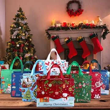 PARSUP 8PCS Christmas Gift Bags - Festive and Sturdy