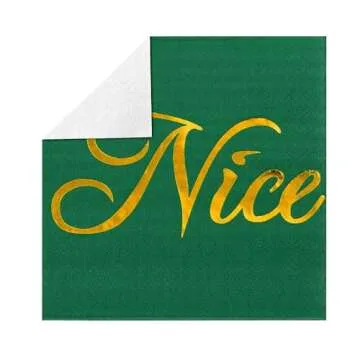 Aneco 60 Pack Naughty or Nice with Gold Foil Beverage Cocktail Napkins Red and Green Paper Napkins for Christmas Holidays Dinner Party Supplies with 2 Layers, 5 by 5 Inches