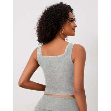 Stylish Livtany Women's Knit Ribbed Cami Top in Grey
