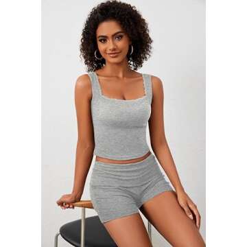 Stylish Livtany Women's Knit Ribbed Cami Top in Grey