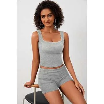 Stylish Livtany Women's Knit Ribbed Cami Top in Grey