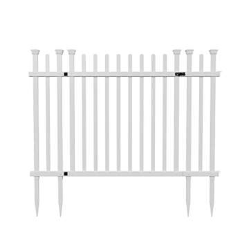 3.5ft H x 5ft W (1 Gate) No Dig Zippity Burbank Gate Kit, White Vinyl Picket Yard Fence Gate with Ha...