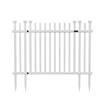 3.5ft H x 5ft W (1 Gate) No Dig Zippity Burbank Gate Kit, White Vinyl Picket Yard Fence Gate with Ha...