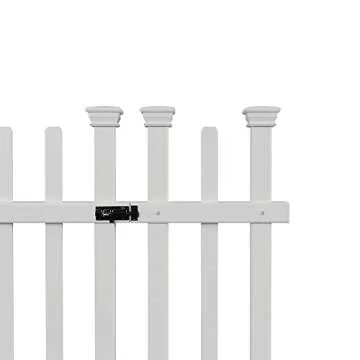 3.5ft H x 5ft W (1 Gate) No Dig Zippity Burbank Gate Kit, White Vinyl Picket Yard Fence Gate with Hardware Included for Burbank Fence Kit, Outdoor Patio and Backyard Gate, ZP19071
