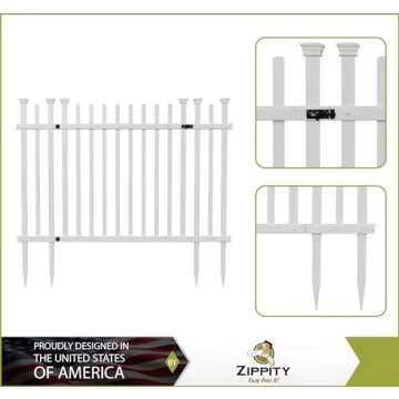 3.5ft H x 5ft W (1 Gate) No Dig Zippity Burbank Gate Kit, White Vinyl Picket Yard Fence Gate with Hardware Included for Burbank Fence Kit, Outdoor Patio and Backyard Gate, ZP19071