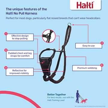 HALTI No Pull Harness - To Stop Your Dog Pulling on the Leash. Adjustable, Lightweight and Easy to U...