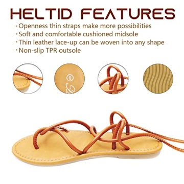 Heltid Women's Lace Up Gladiator Flat Sandals - Stylish & Comfortable